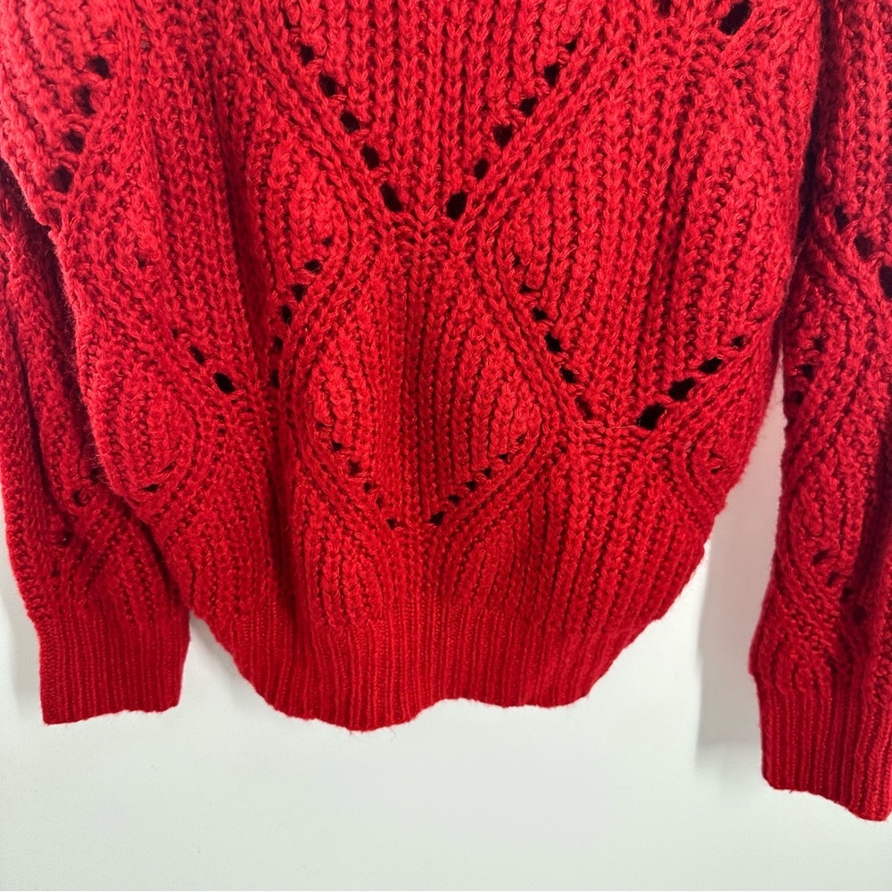 FRNCH Red Knit V Neck Sweater - Picture 4 of 8